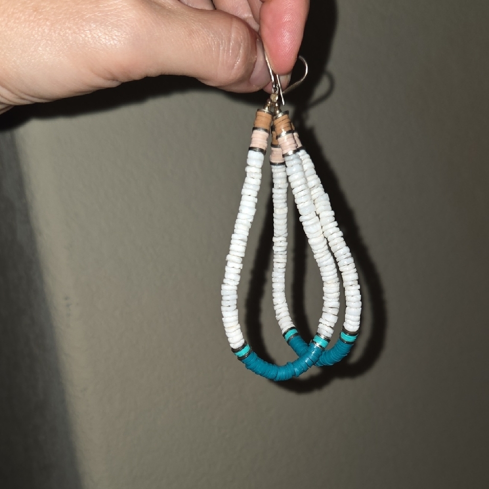 NWOT Isabel Marant White and Teal Beaded Earrings - Picture 3 of 8